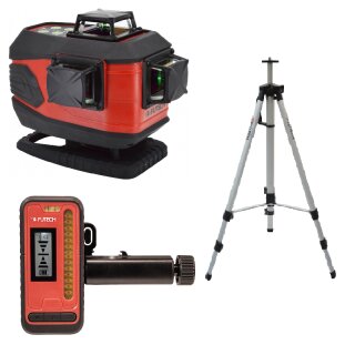 Futech MultiCross 4DE Multi-Linienlaser - Grün | Aktions-Set mit Line Tracer Empfänger + 180cm Stativ