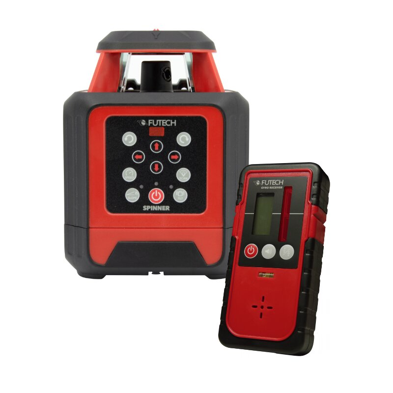 Rotationslaser Set Futech Spinner Rotationslaser mit Gyro Laserempfänger | Koffer-Set, 6